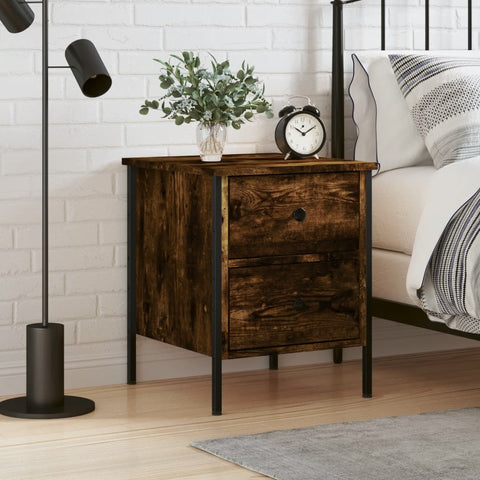 vidaXL Bedside Cabinet Smoked Oak 40x42x50 cm Engineered Wood