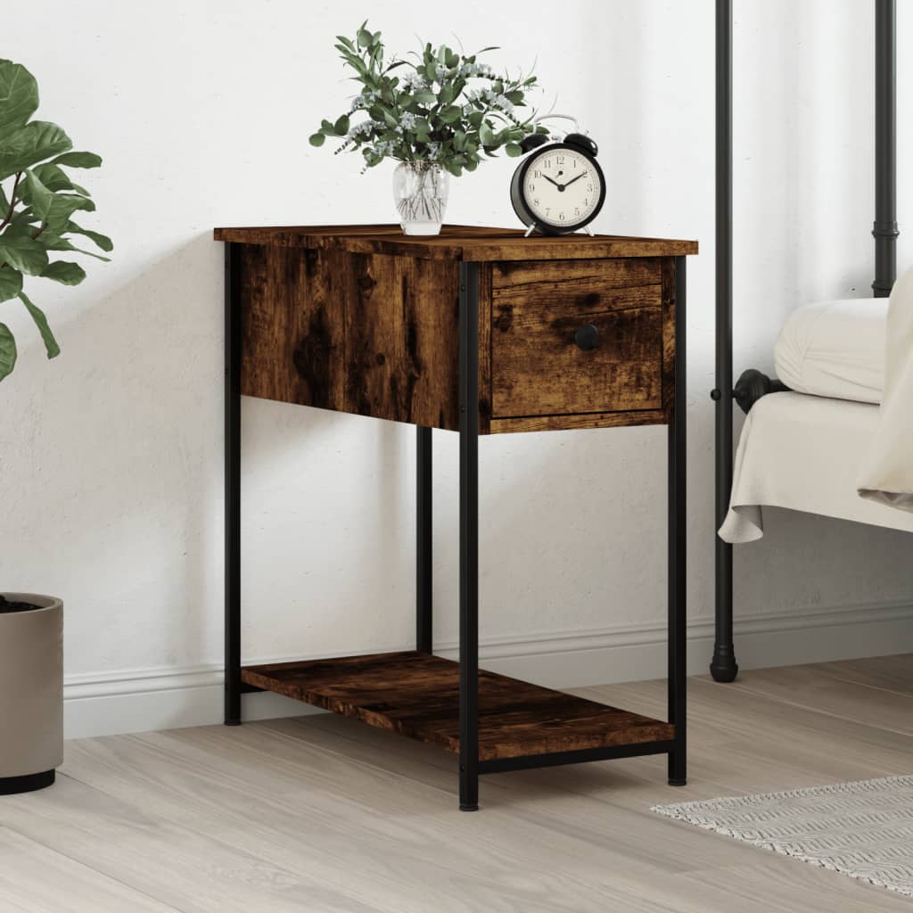 vidaXL Bedside Cabinet Smoked Oak 30x60x60 cm Engineered Wood