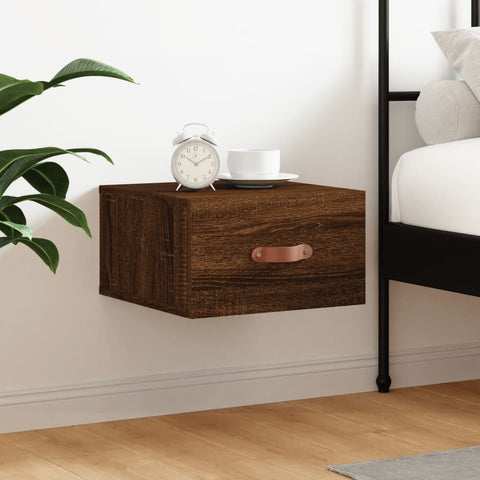 vidaXL Wall-mounted Bedside Cabinet Brown Oak 35x35x20 cm