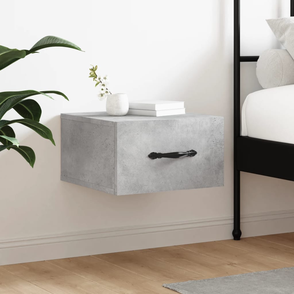 vidaXL Wall-mounted Bedside Cabinet Concrete Grey 35x35x20 cm