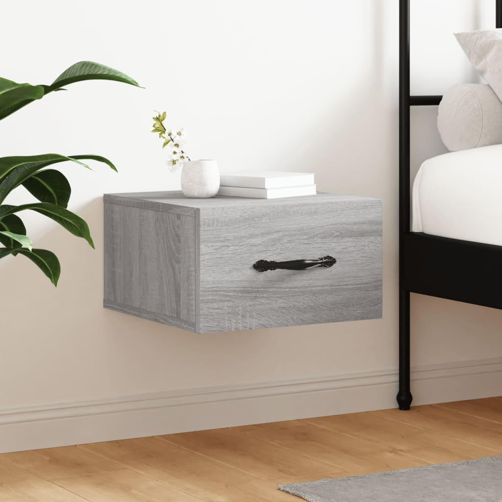 vidaXL Wall-mounted Bedside Cabinet Grey Sonoma 35x35x20 cm