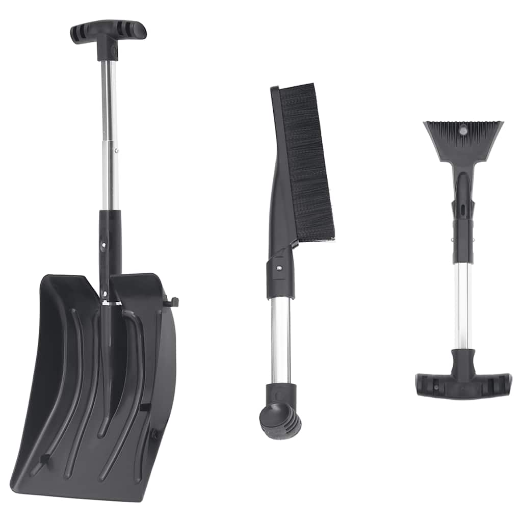 vidaXL Snow Shovel Kit 3-in-1 Black Aluminum