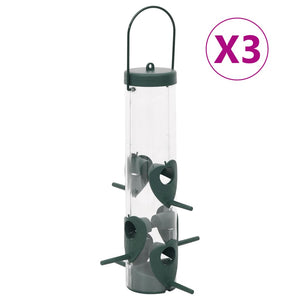 vidaXL Bird Feeders 3 pcs Dark Green 17x17x32 cm