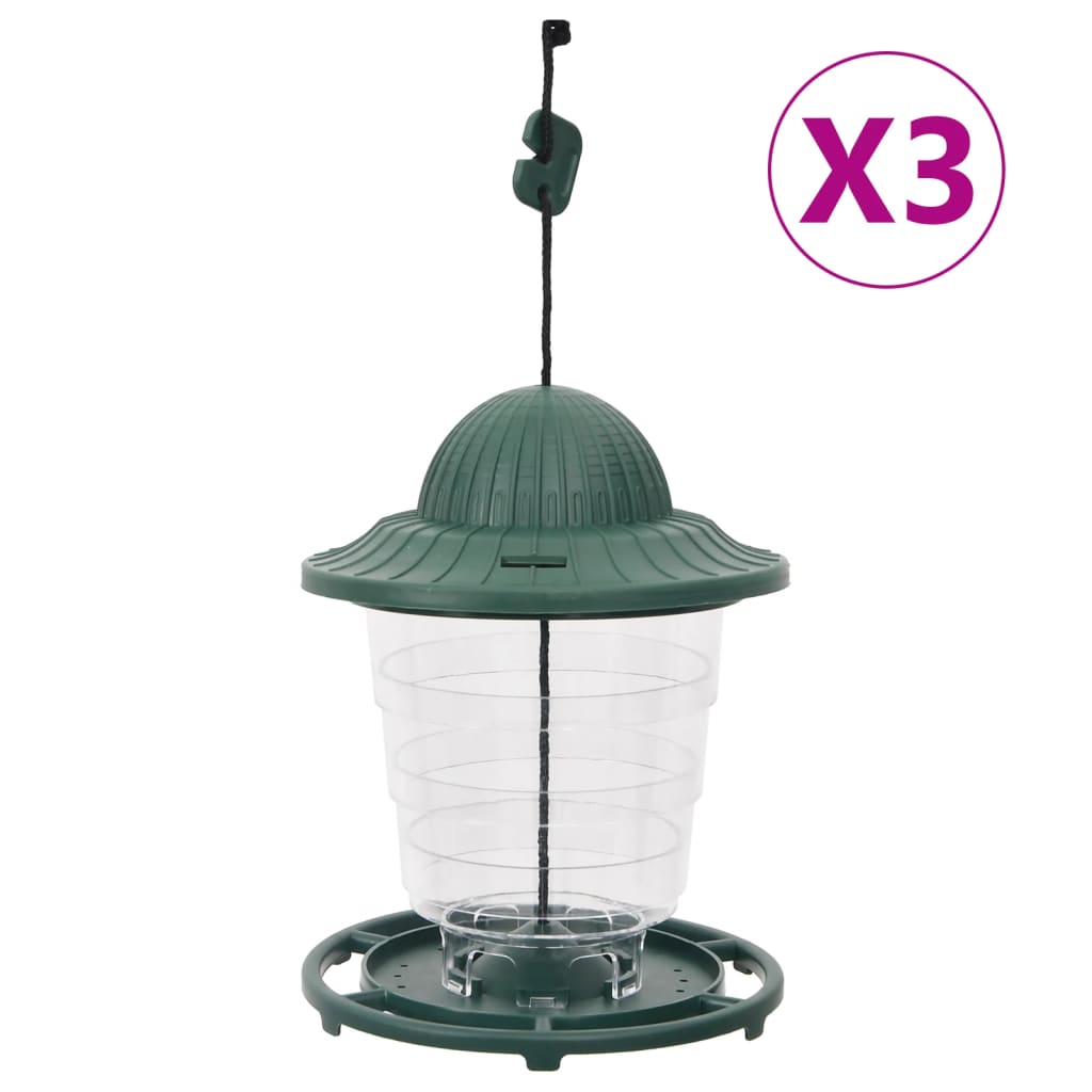 vidaXL Bird Feeders 3 pcs Dark Green 13x13x17 cm