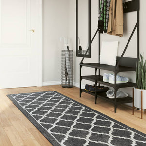 vidaXL Rug Washable Black and White 80x300 cm Anti Slip