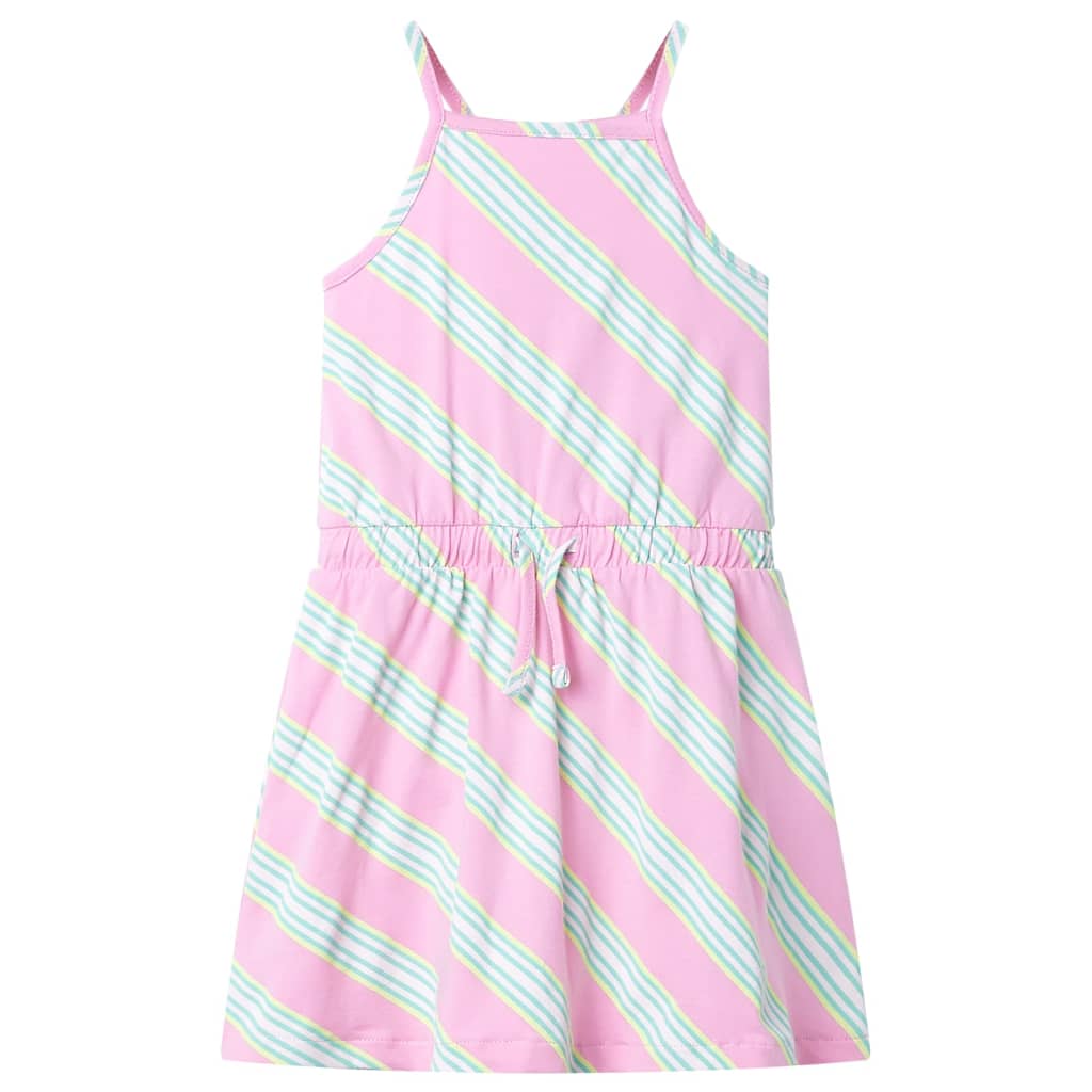 Kids' Dress with Drawstring Sleeveless Pink 128