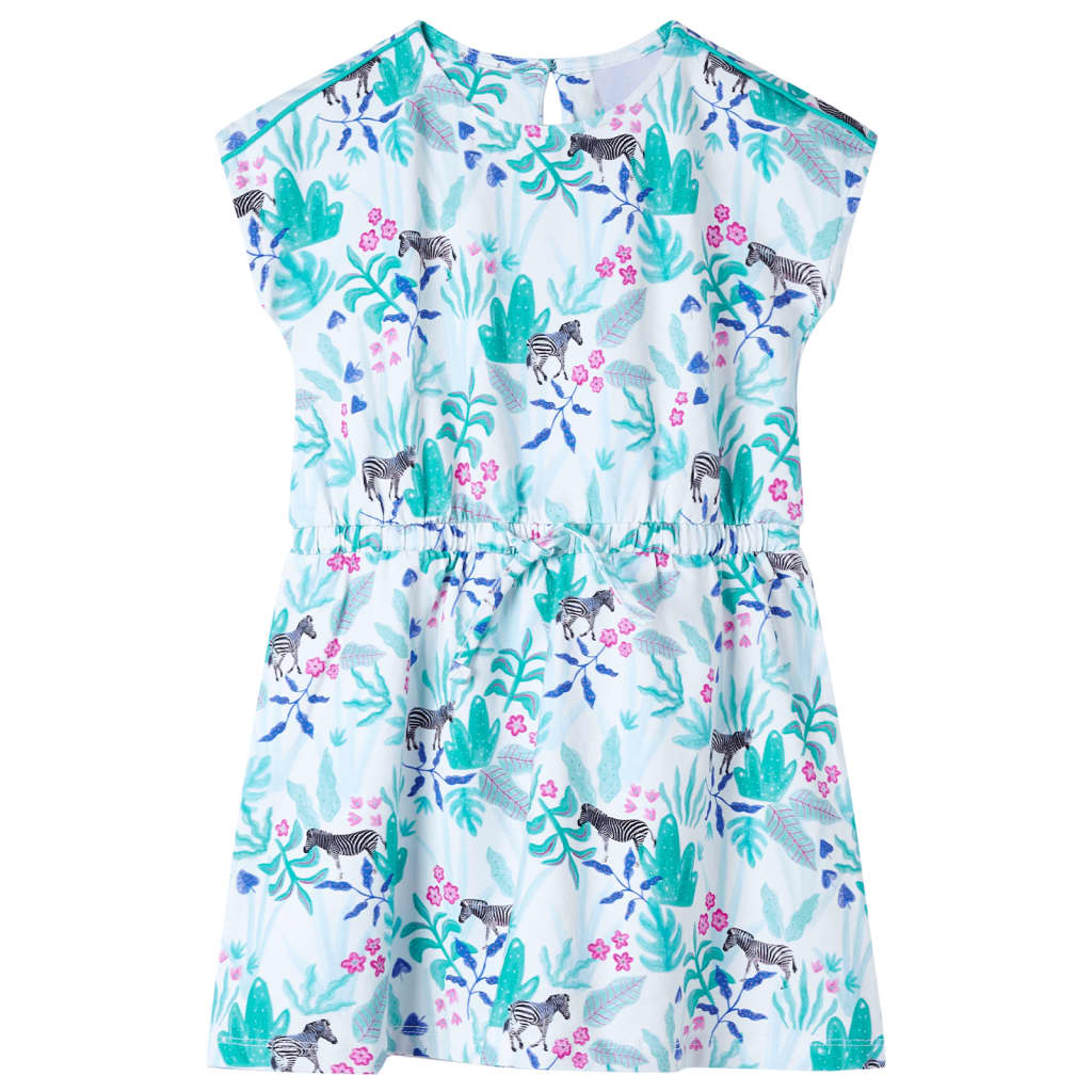 Kids' Dress Ecru and Dark Mint 128