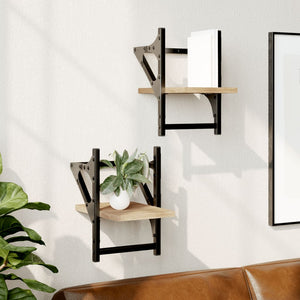 vidaXL Wall Shelves with Bars 2 pcs Sonoma Oak 20x25x30 cm