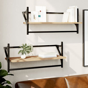 vidaXL Wall Shelves with Bars 2 pcs Sonoma Oak 65x25x30 cm