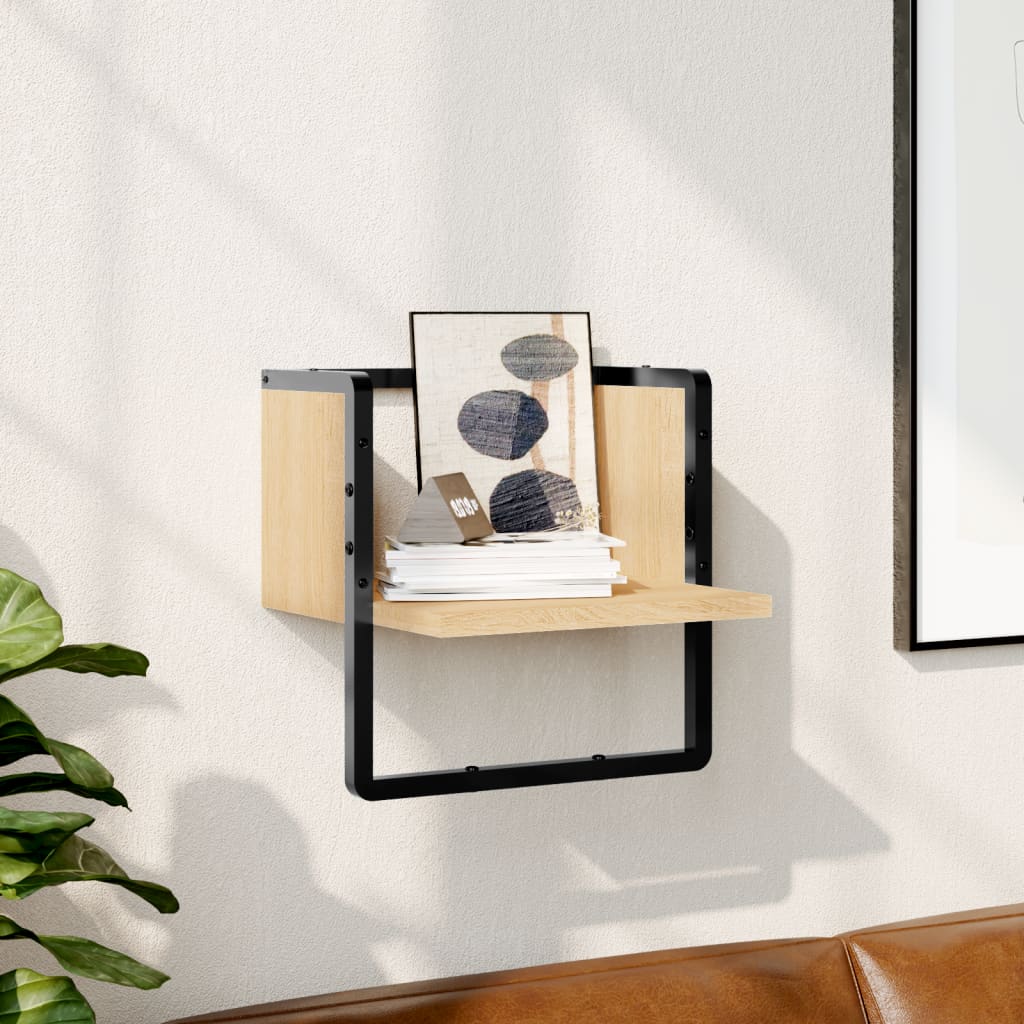 vidaXL Wall Shelf with Bar Sonoma Oak 30x25x30 cm