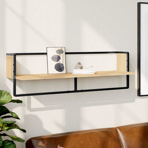 vidaXL Wall Shelf with Bar Sonoma Oak 100x25x30 cm