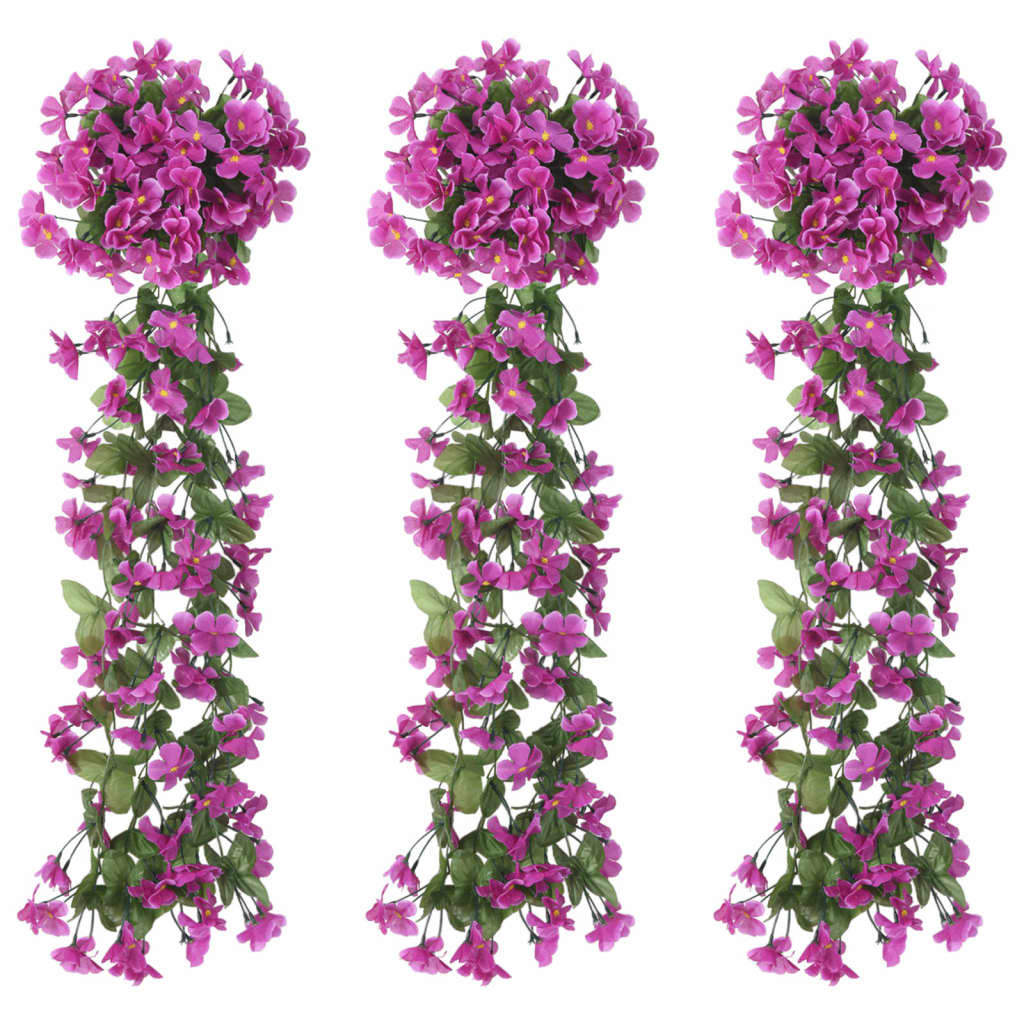 vidaXL Christmas Flower Garlands 3 pcs Light Purple 85 cm