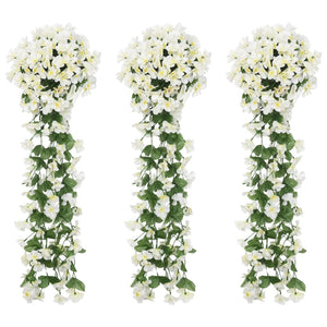 vidaXL Christmas Flower Garlands 3 pcs White 85 cm