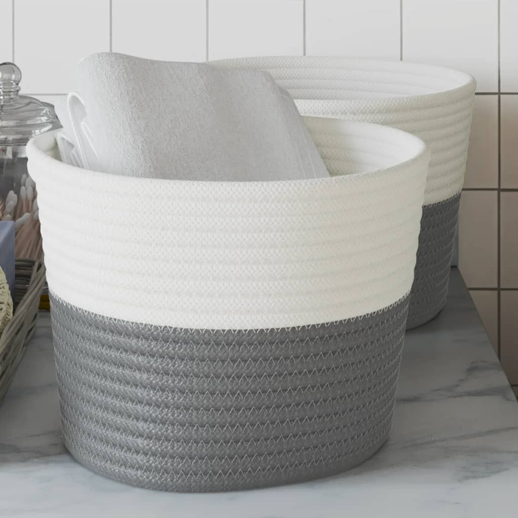 vidaXL Storage Baskets 2 pcs Grey and White Ç?24x18 cm Cotton