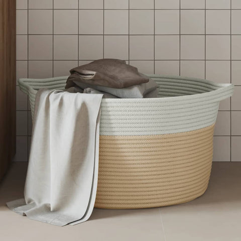 vidaXL Storage Basket Beige and White Ç?40x25 cm Cotton