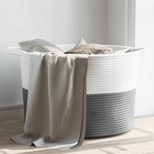 vidaXL Laundry Basket Grey and White Ç?55x36 cm Cotton