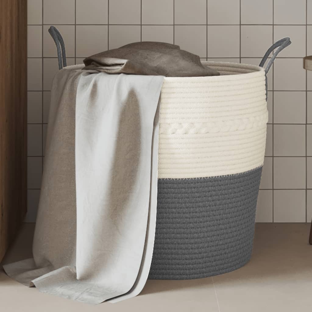 vidaXL Storage Basket Grey and White Ç?43x38 cm Cotton