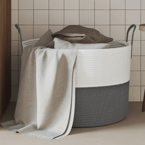 vidaXL Storage Basket Grey and White Ç?51x33 cm Cotton