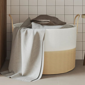 vidaXL Storage Basket Beige and White Ç?51x33 cm Cotton