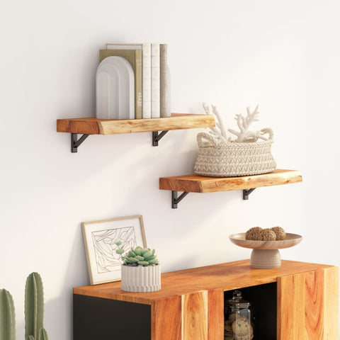 vidaXL Wall Shelf 40x20x2.5 cm Rectangular Solid Wood Acacia Live Edge