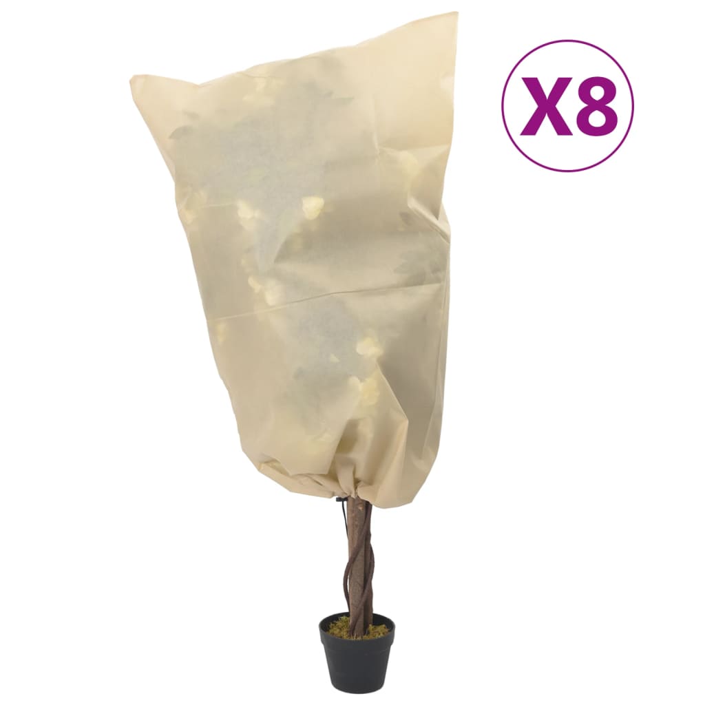 vidaXL Plant Fleece Covers with Drawstring 8 pcs 70 g/m¶ý 0.8x0.8 m