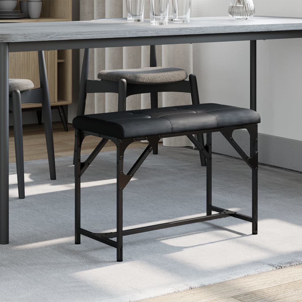 vidaXL Dining Bench Black 62x32x45 cm Steel and Faux Leather