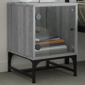 vidaXL Bedside Cabinet with Glass Door Grey Sonoma 35x37x50 cm