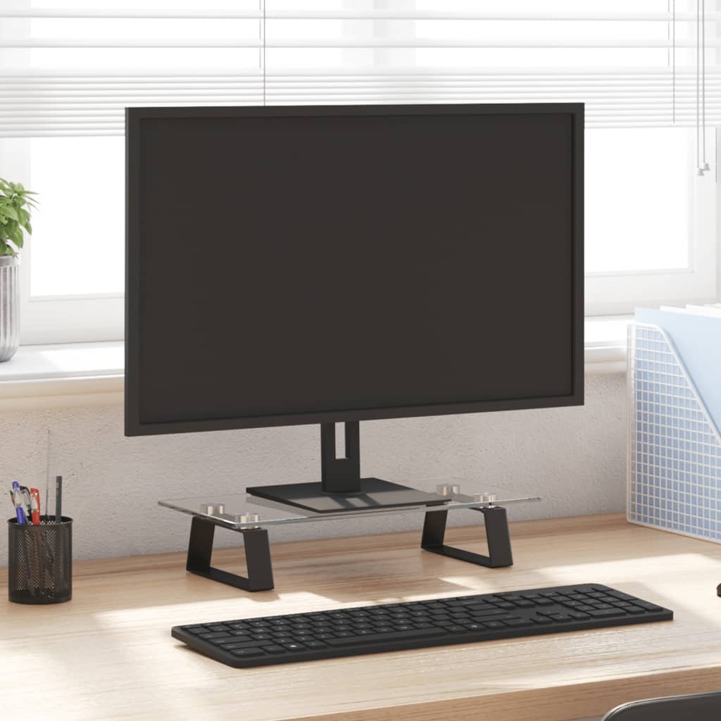 vidaXL Monitor Stand Black 40x20x8 cm Tempered Glass and Metal