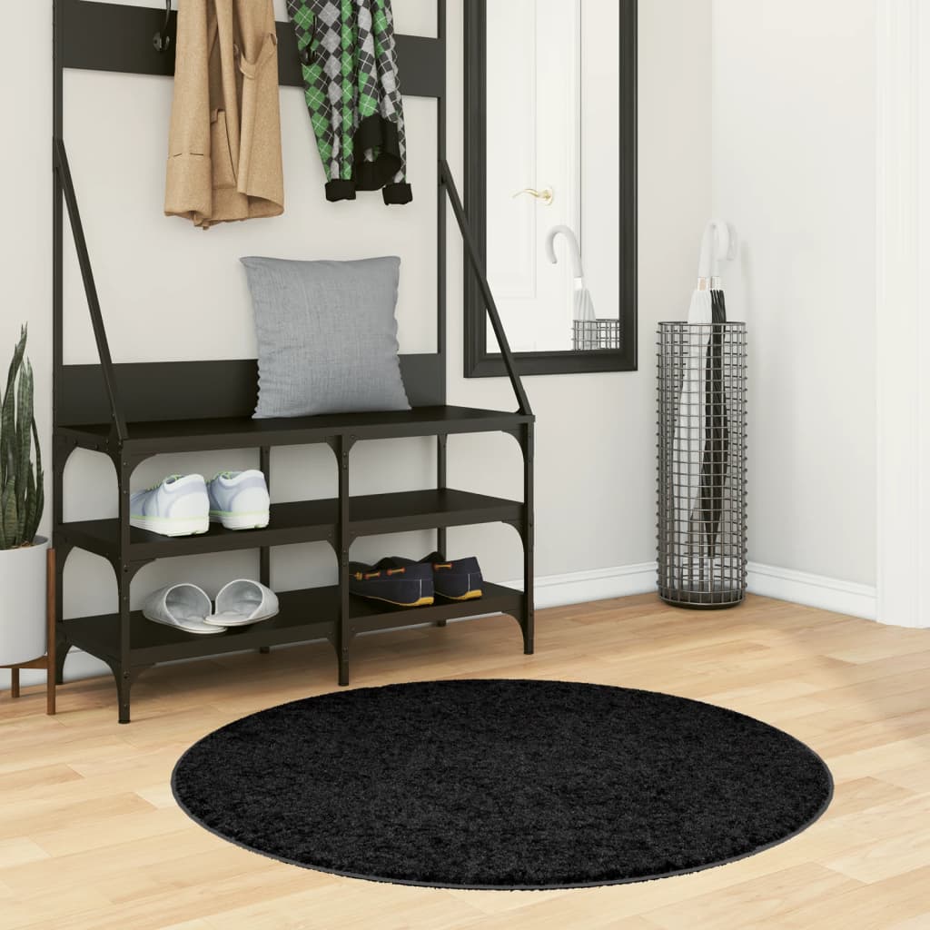 vidaXL Shaggy Rug PAMPLONA High Pile Modern Black Ç? 100 cm