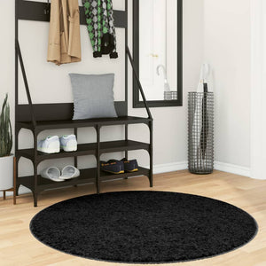 vidaXL Shaggy Rug PAMPLONA High Pile Modern Black Ø 120 cm