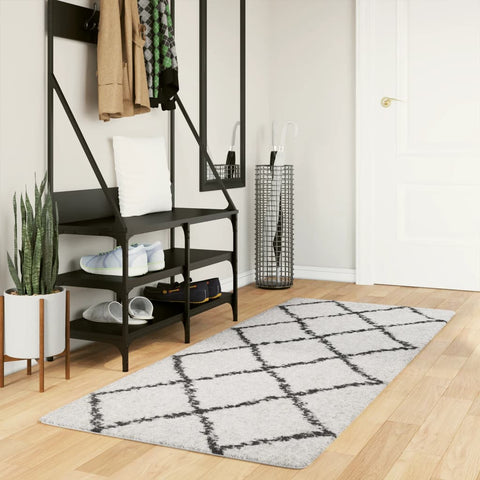 vidaXL Shaggy Rug PAMPLONA High Pile Modern Cream and Black 80x200 cm