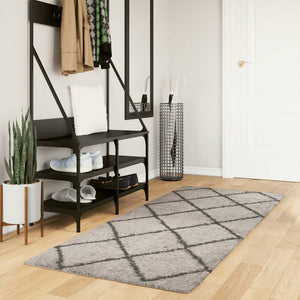 vidaXL Shaggy Rug High Pile Modern Beige and Anthracite 80x200 cm