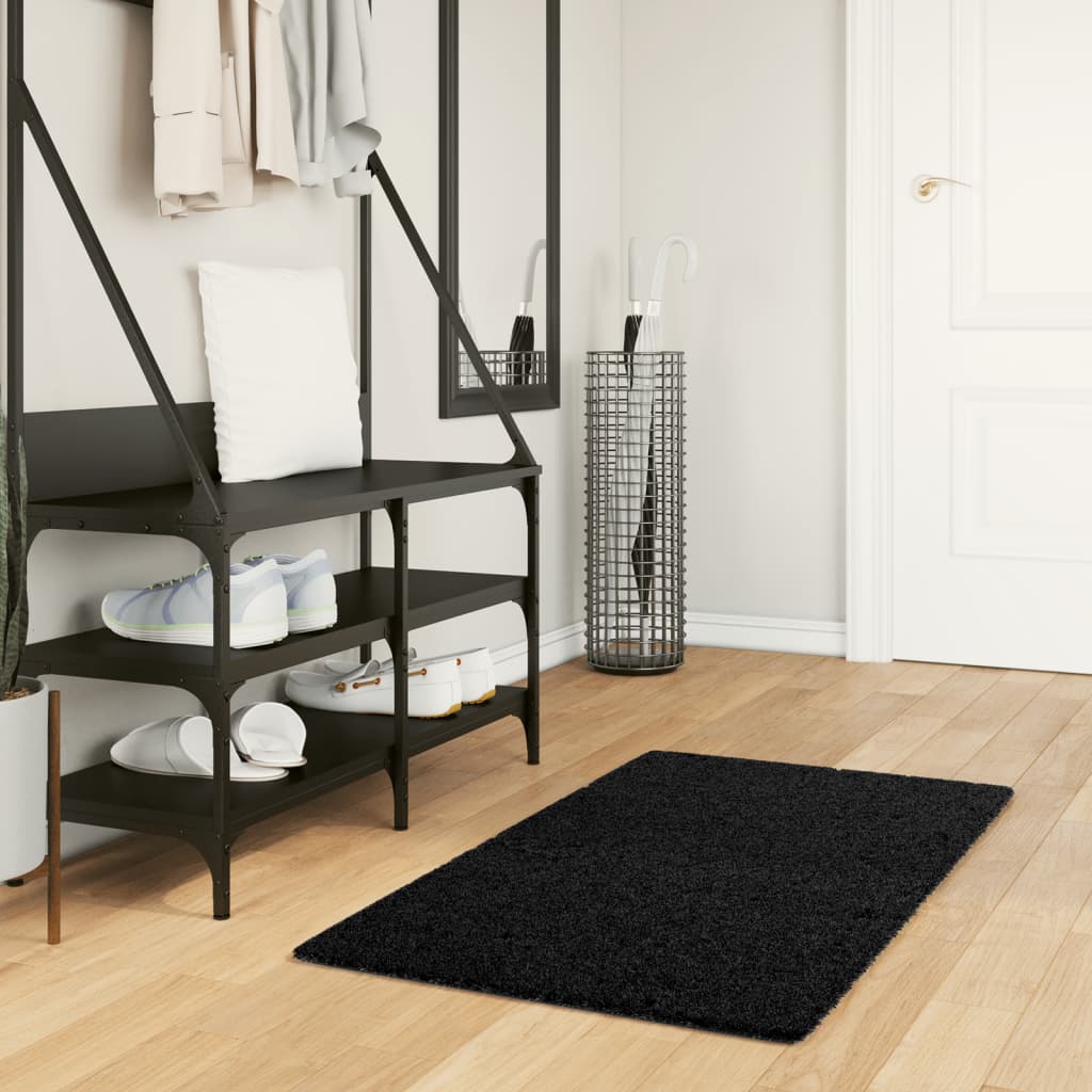 vidaXL Rug OVIEDO Short Pile Black 60x110 cm