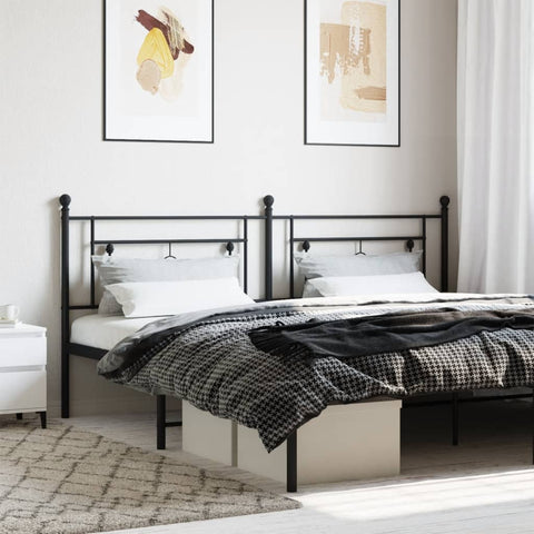 vidaXL Metal Headboard Black 200 cm