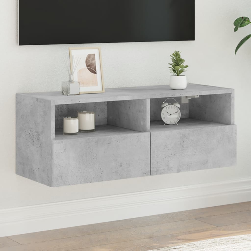 vidaXL TV Wall Cabinet Concrete Grey 80x30x30 cm Engineered Wood