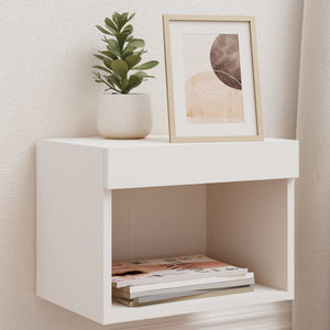 vidaXL Bedside Cabinet with LED Lights Wall-mounted White