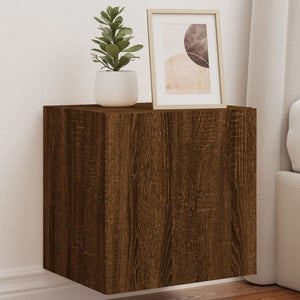 vidaXL TV Wall Cabinet with LED Lights Brown Oak 40.5x35x40 cm