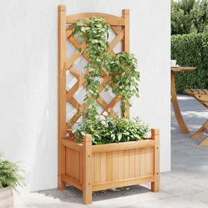 vidaXL Planter with Trellis Brown Solid Wood Fir