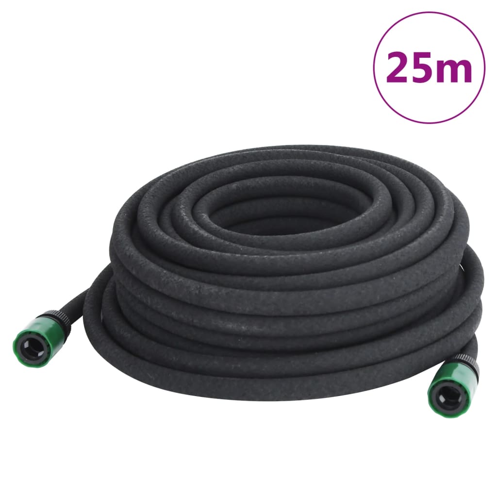 vidaXL Garden Soaker Hose Black 0.6" 25 m Rubber