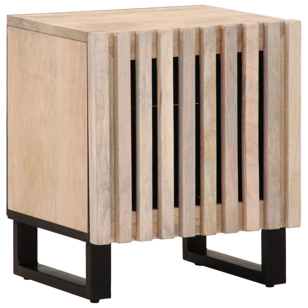 vidaXL Bedside Cabinet 40x34x46 cm Solid Wood Bleached Mango