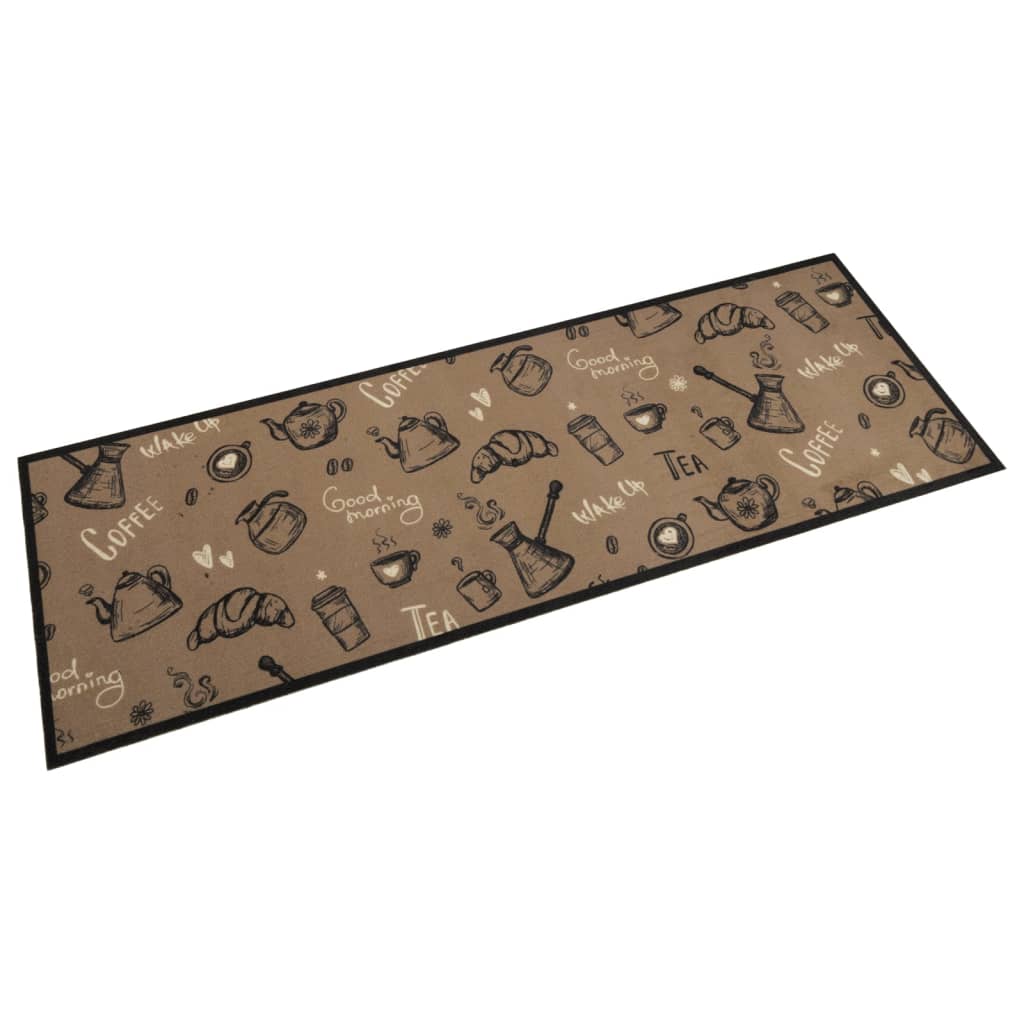 vidaXL Kitchen Rug Washable Morning Brown 60x180 cm Velvet