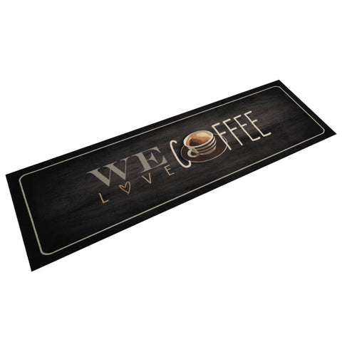 vidaXL Kitchen Rug Washable Coffee Text 45x150 cm Velvet