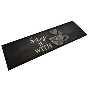 vidaXL Kitchen Rug Washable Cup Black 45x150 cm Velvet