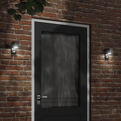 vidaXL Outdoor Wall Light with Sensor Black Die-cast Aluminium