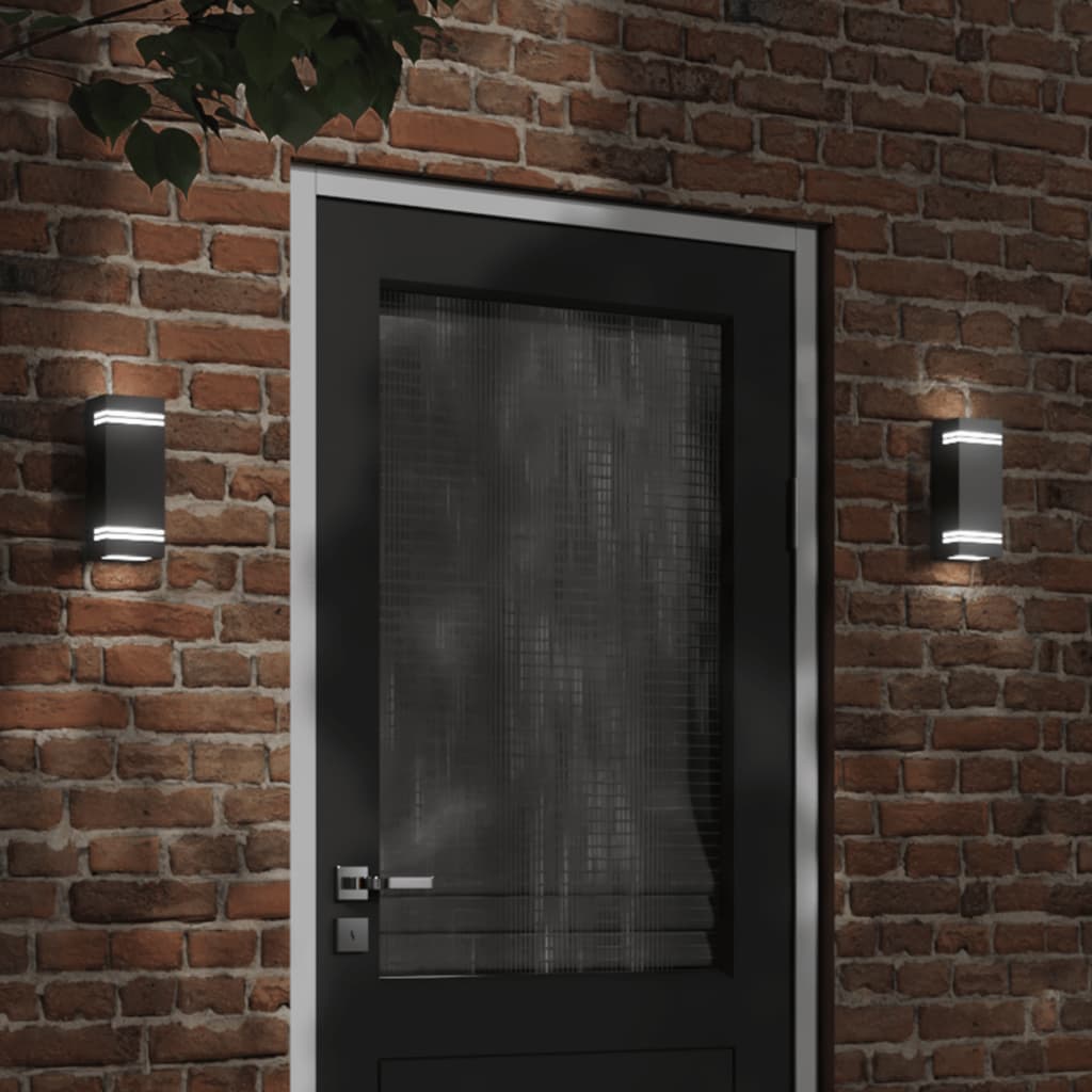 vidaXL Outdoor Wall Light Black Stainless Steel