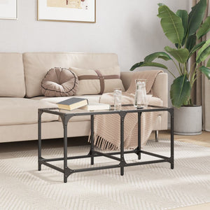 vidaXL Coffee Table with Transparent Glass Top 78.5x40x40 cm Steel