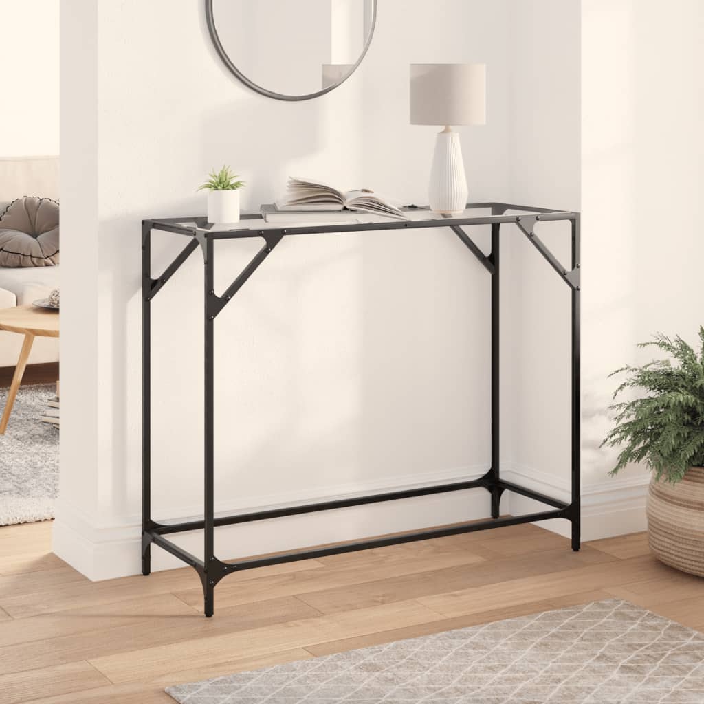 vidaXL Console Table with Transparent Glass Top 98x35x81 cm Steel