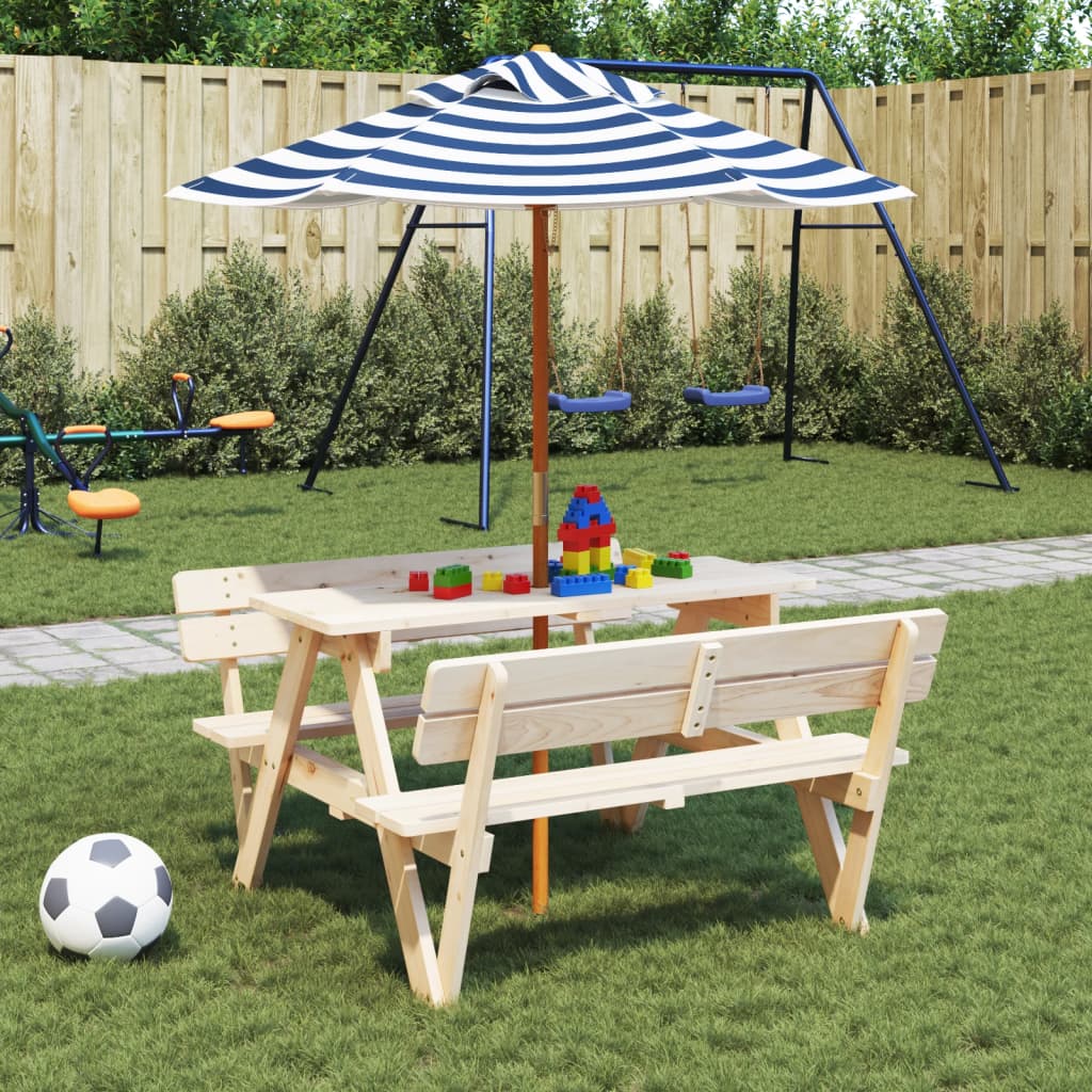 vidaXL Garden Umbrella for Kids with Wooden Pole Ø120x140 cm