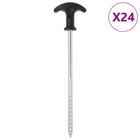 vidaXL Tent Pegs 24 pcs 20 cm Ç?7 mm Galvanised Steel