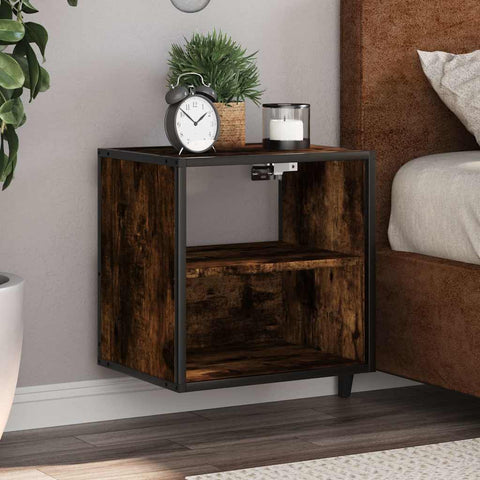 vidaXL Wall-mounted Bedside Cabinet Smoked Oak 40x31x39.5 cm